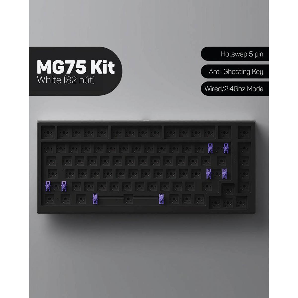 KIT MonsGeek MG75 | Dual Mode - Hotswap 5 pin - Black/White
