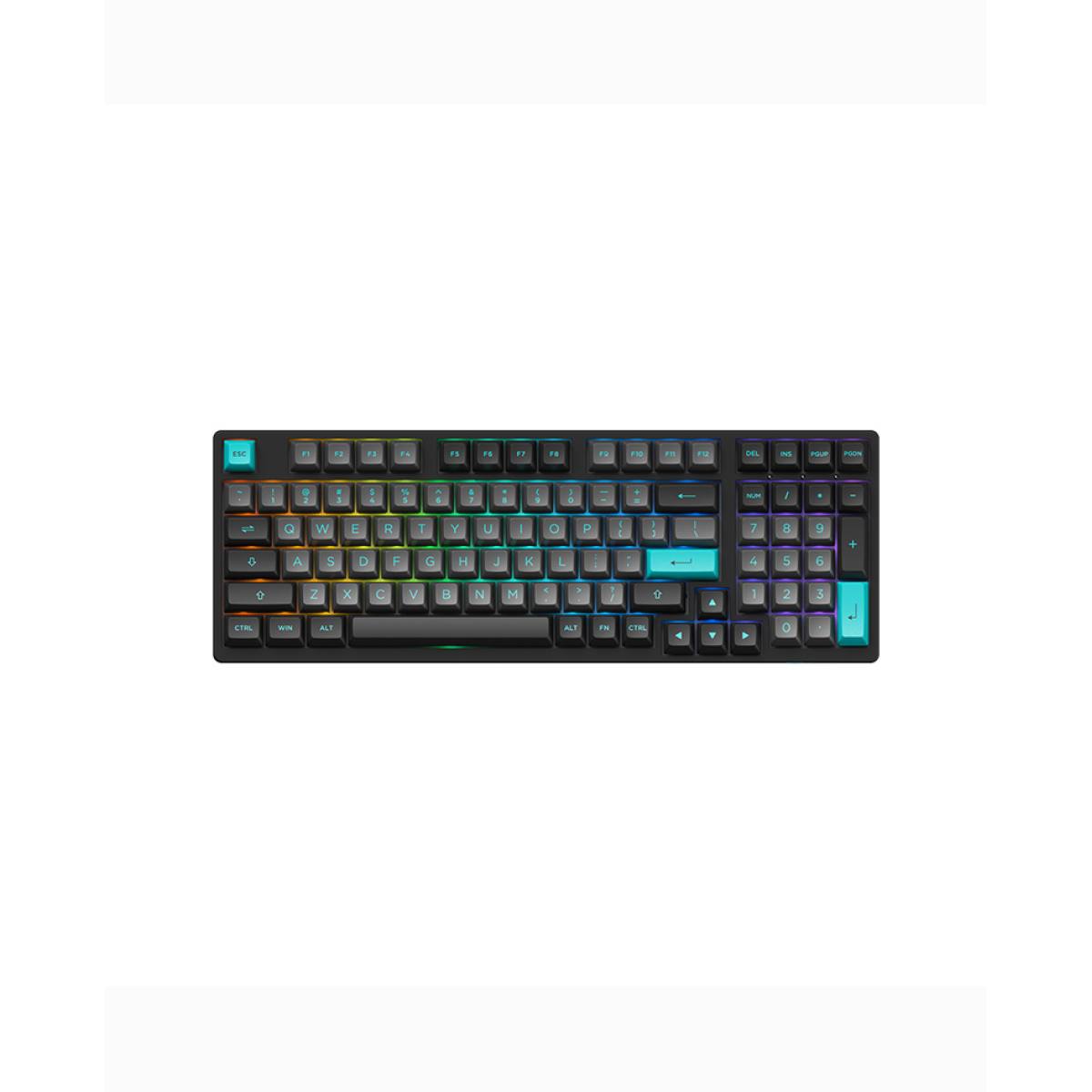 Bàn phím AKKO 3098B Black & Cyan (3 MODE / Hotswap / Foam tiêu âm / AKKO CS Jelly switch)