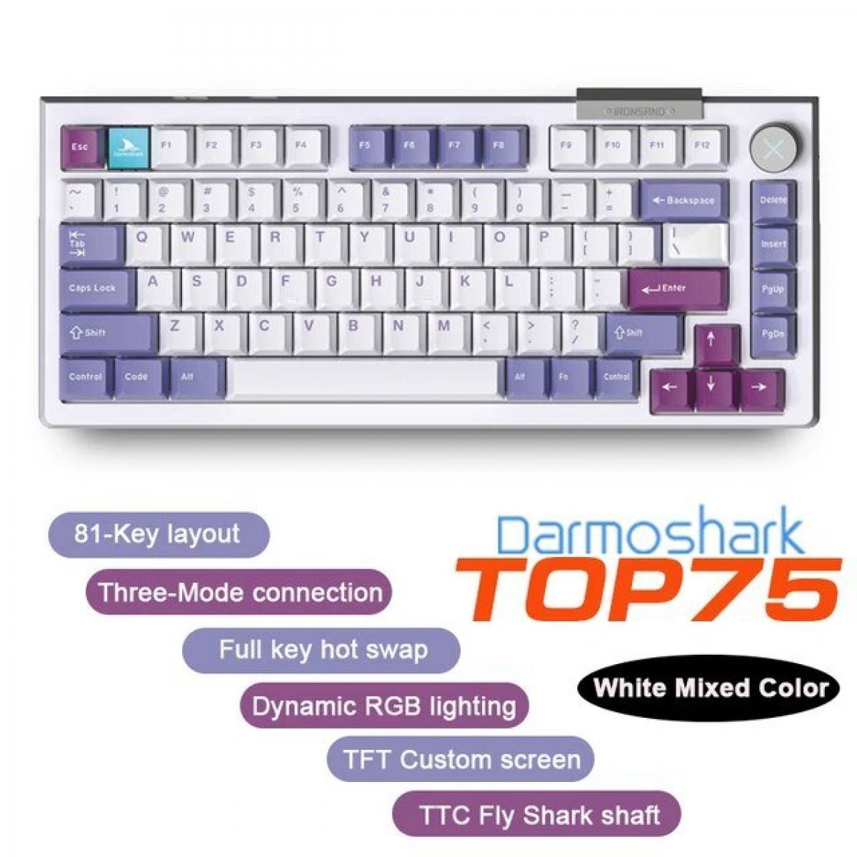 Bàn phím Darmoshark TOP 75 White-Purple | Wireless - RGB