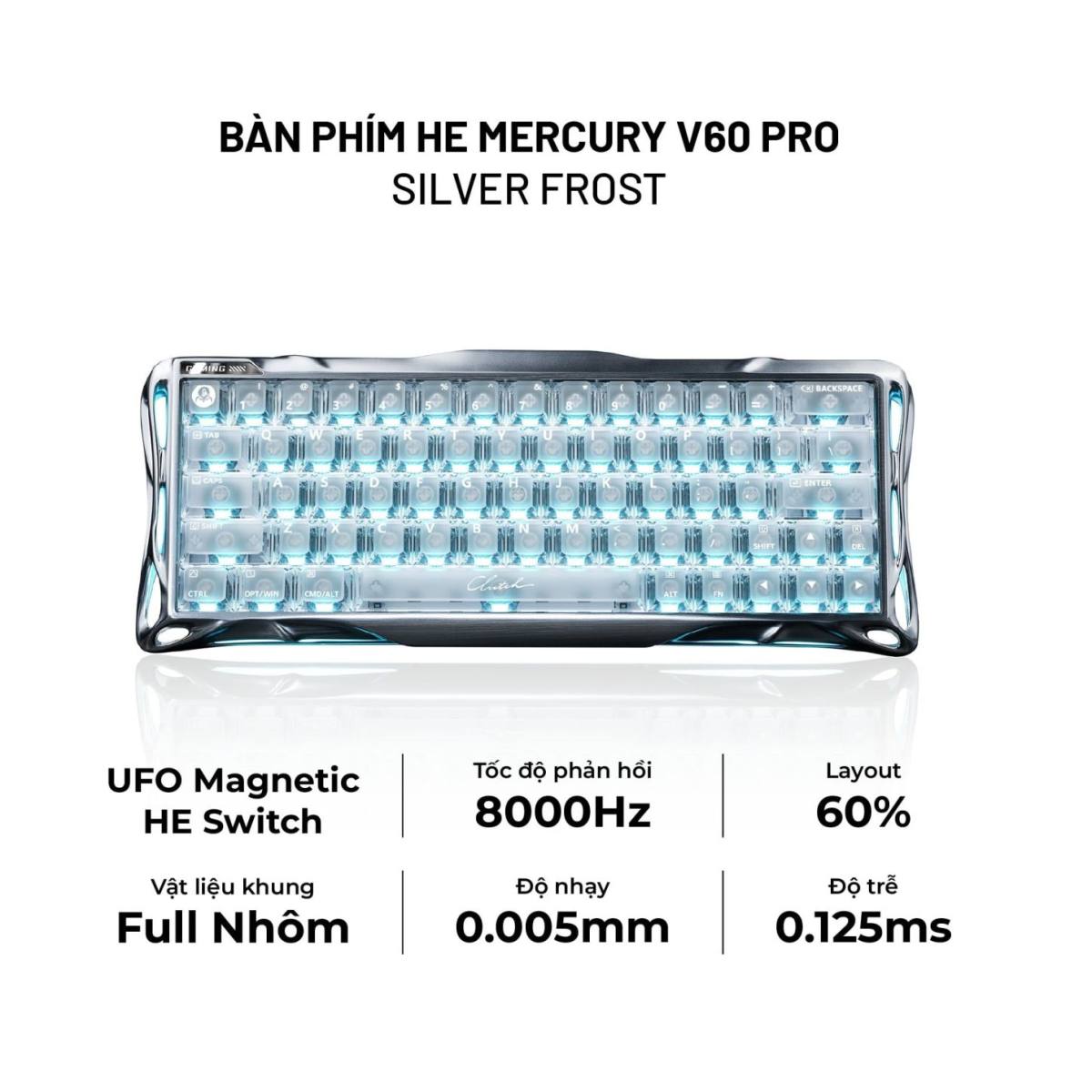 Bàn phím Gravastar Mercury V60 Pro HE - Silver Frost