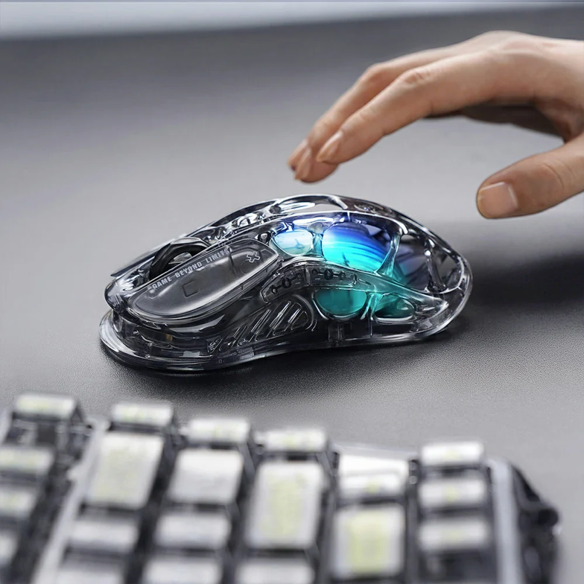Chuột không dây Gaming GravaStar Mercury M2 | Transparent Black
