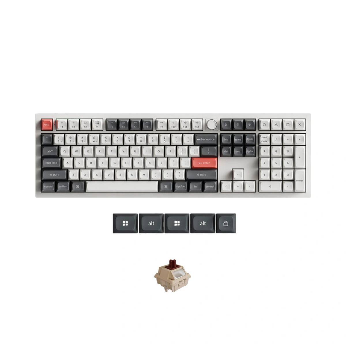 Bàn phím Keychron Q6U Ultra 8K Wireless Hotswap | White Grey - Red / Brown Switch
