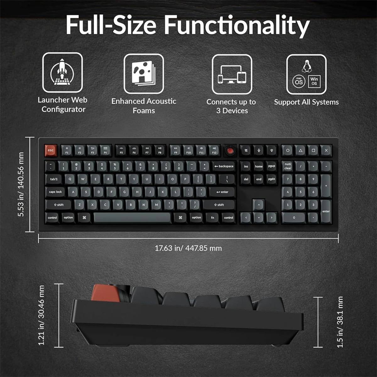 Bàn phím Keychron V6W - Có dây 8K Hz |Black - Red/Brown/Banana Switch