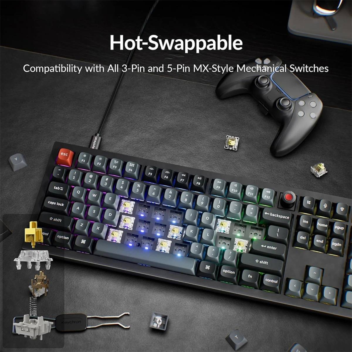 Bàn phím Keychron V6W - Có dây 8K Hz |Black - Red/Brown/Banana Switch