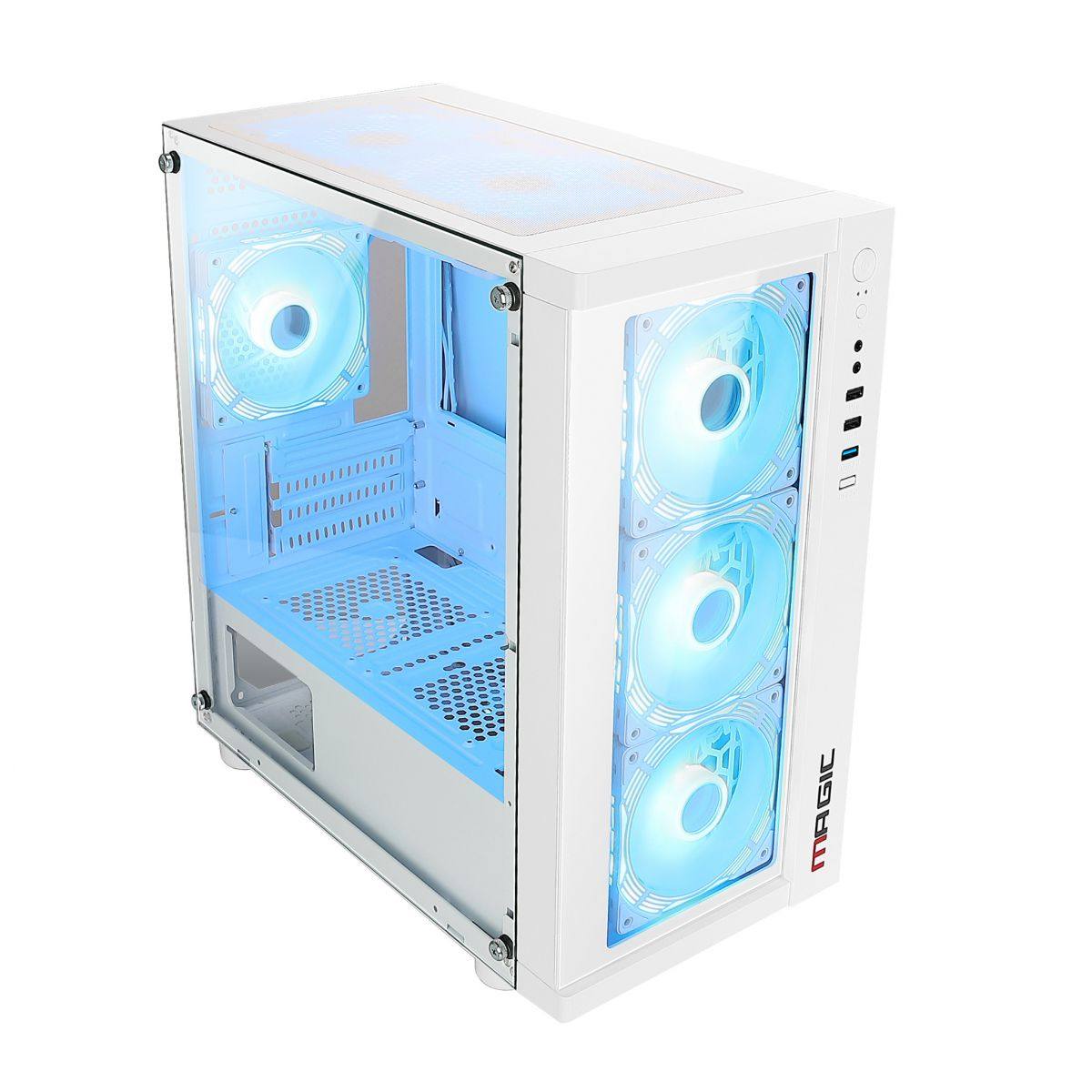 Case Magic GM-01 Glass White MATX | Mặt kính - kèm sẵn 4 Fan
