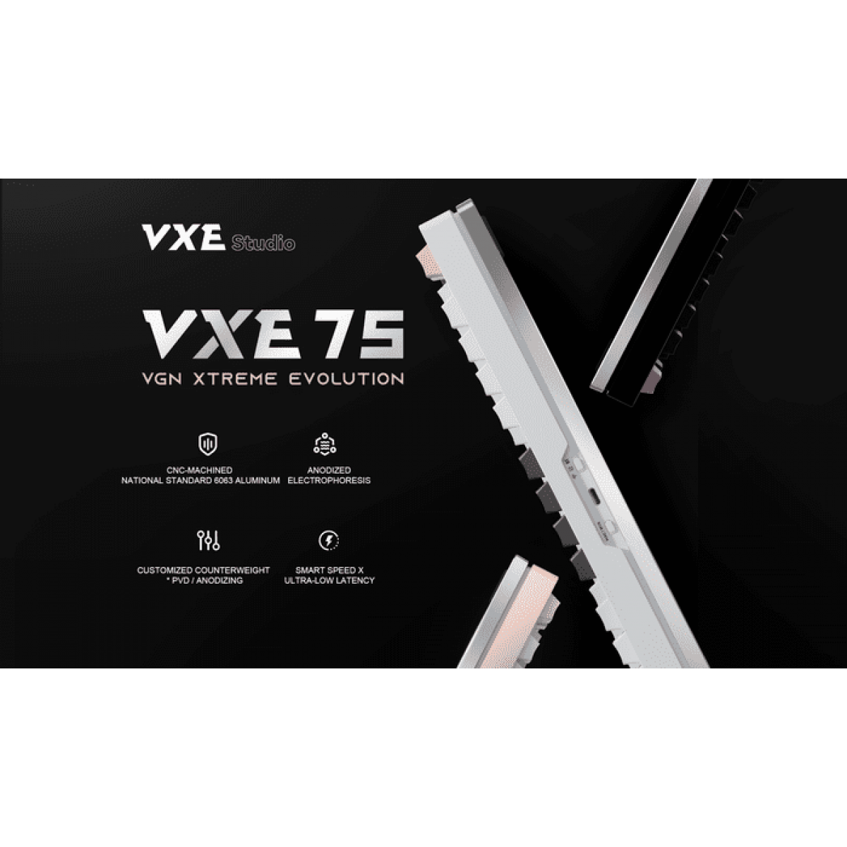 Bàn phím VGN VXE75 Trans White | Không dây - Nhôm - RGB