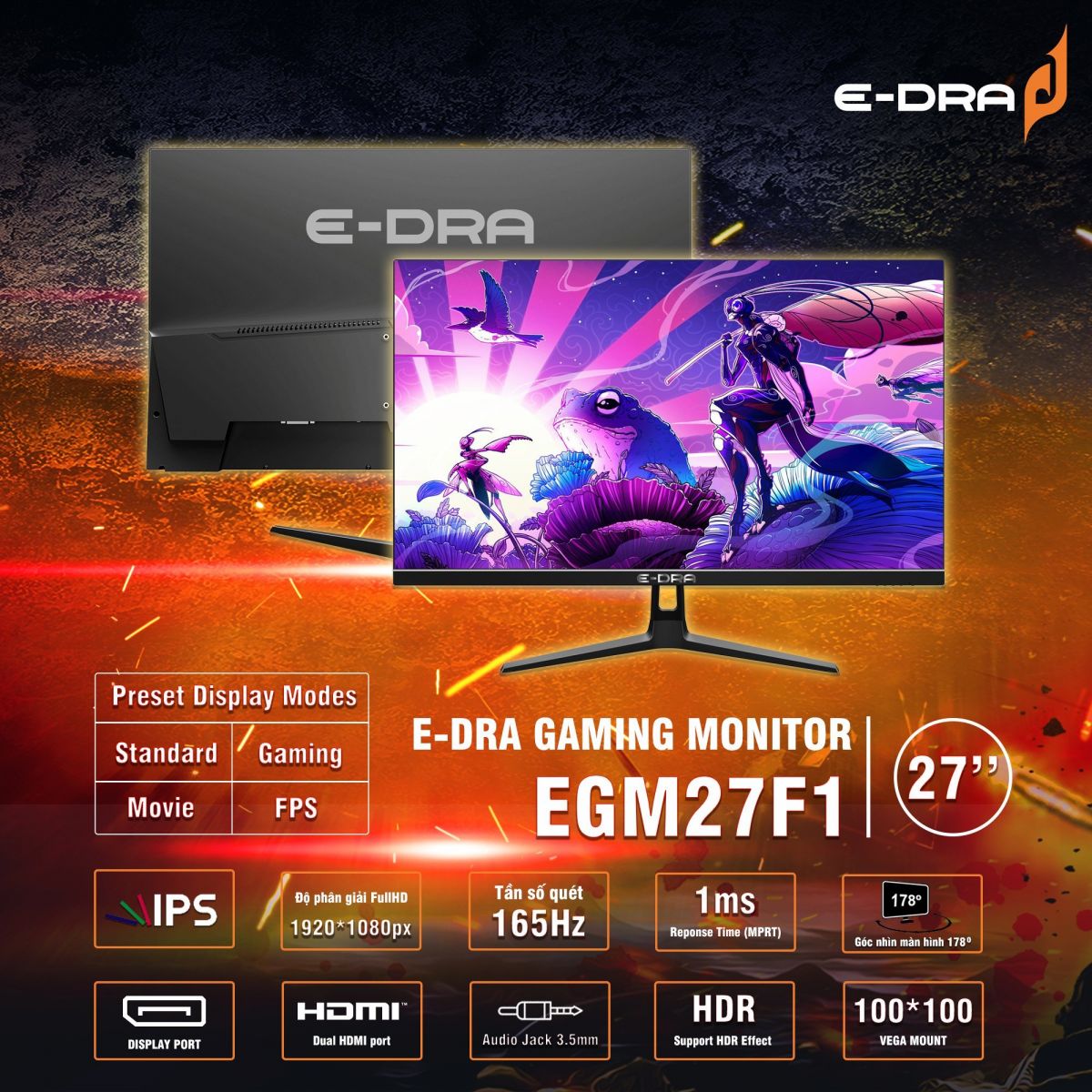 Màn hình E-DRA EGM27F1 Gaming | 27 inch - FullHD - 165hz