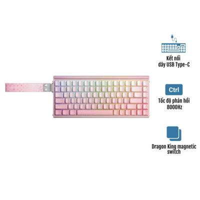Bàn Phím AULA HERO 84 HE | Trắng Hồng Gradient Contour - Dragon King magnetic switch