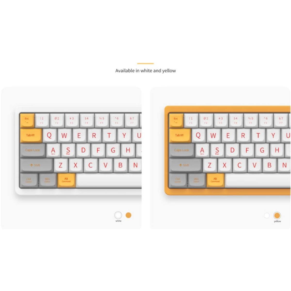 Bàn phím cơ vỏ nhôm Cidoo ABM641 Dual mode | White - Yellow