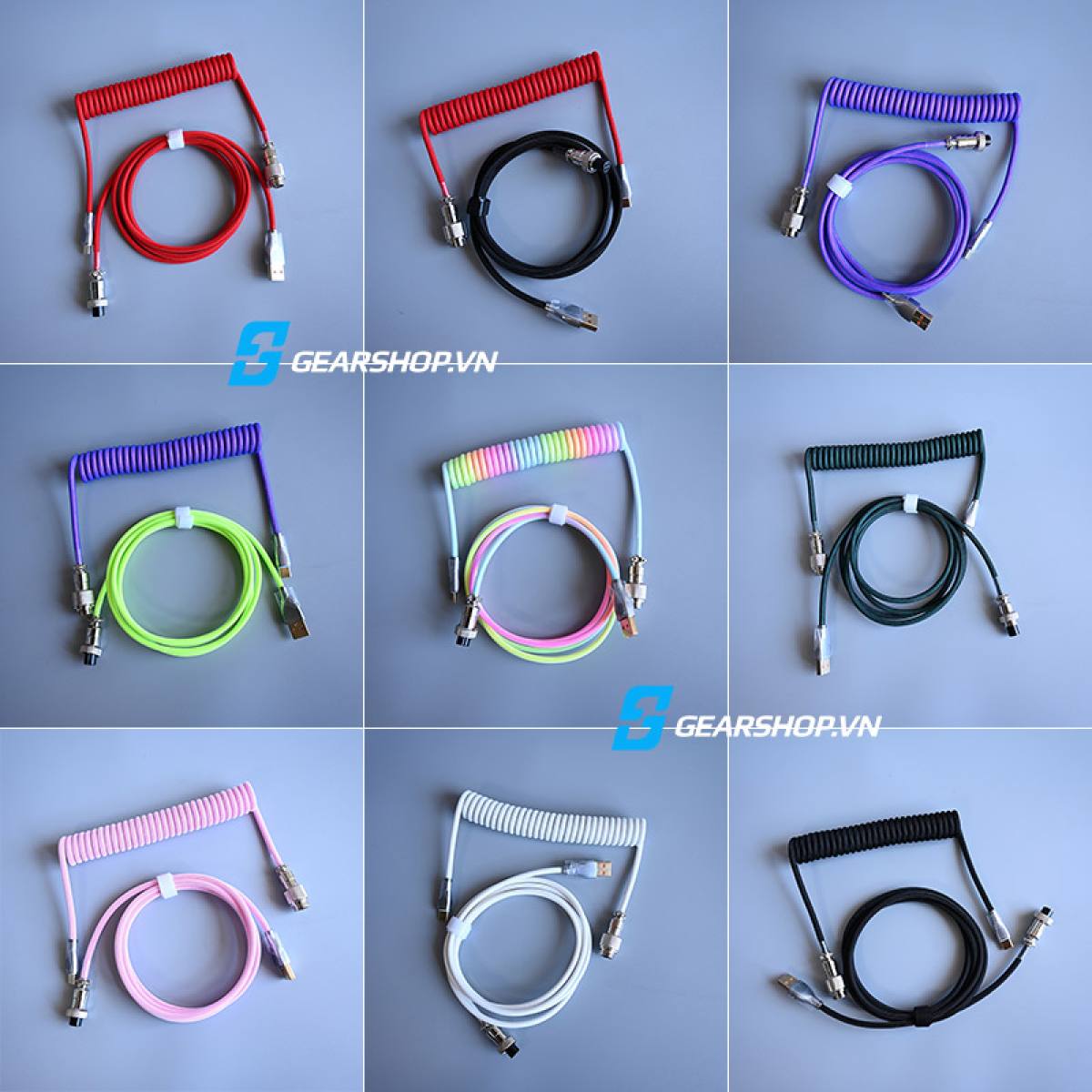 Dây Coiled Cable Custom USB Type C | Bọc Dù - nhiều màu sắc