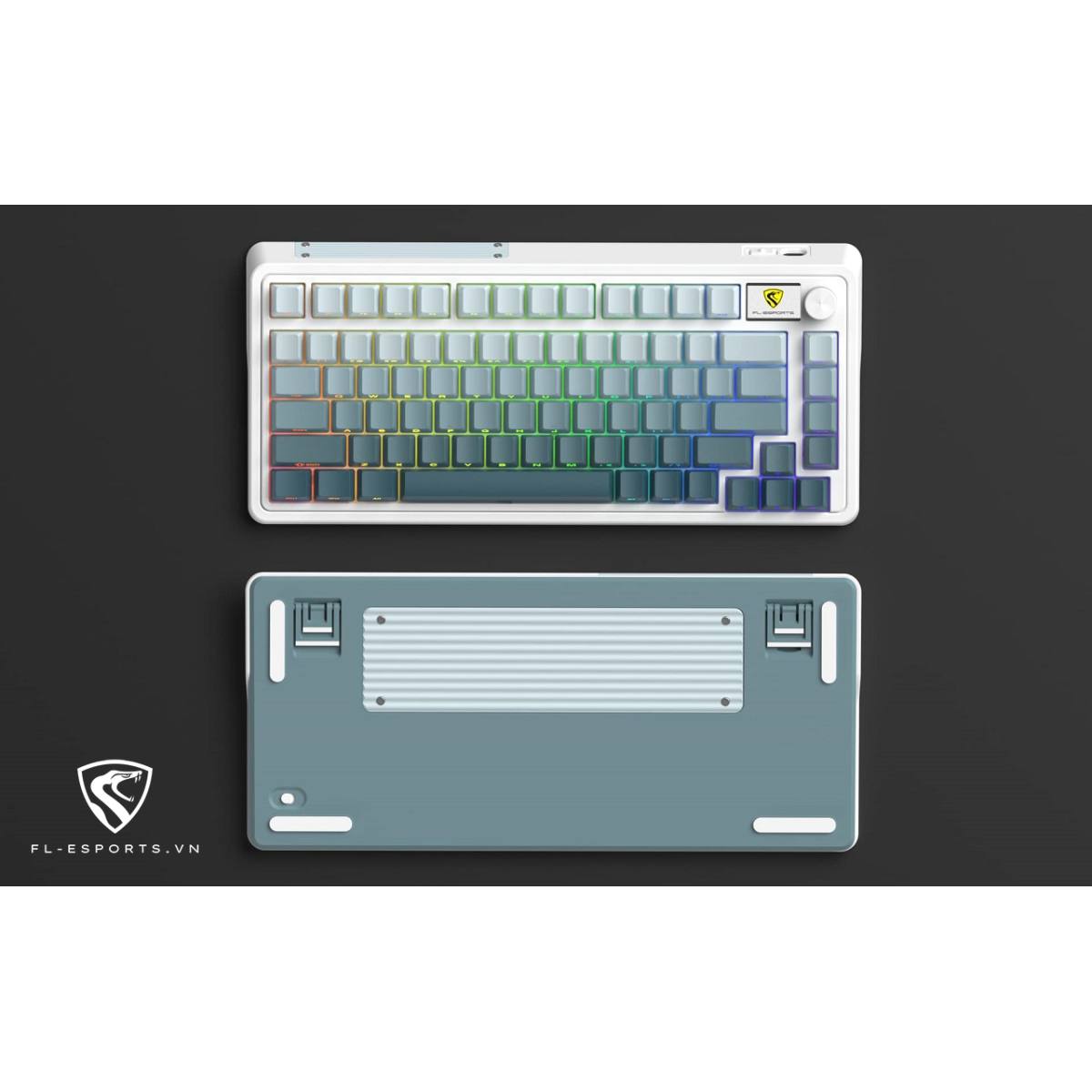 Bàn phím FL-Esports CMK75 Ultramarine - Gradient Blue | Màn Hình LED - Không Dây