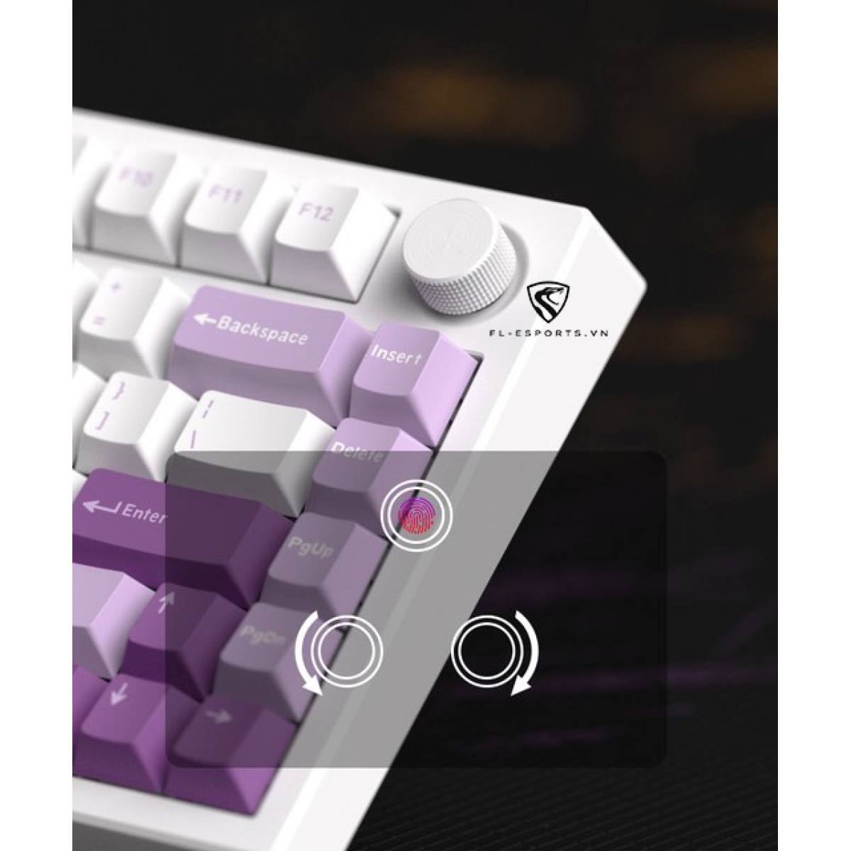 Bàn phím FL-Esports GP75 Taro Purple | Không dây - Mạch xuôi - Hotswap