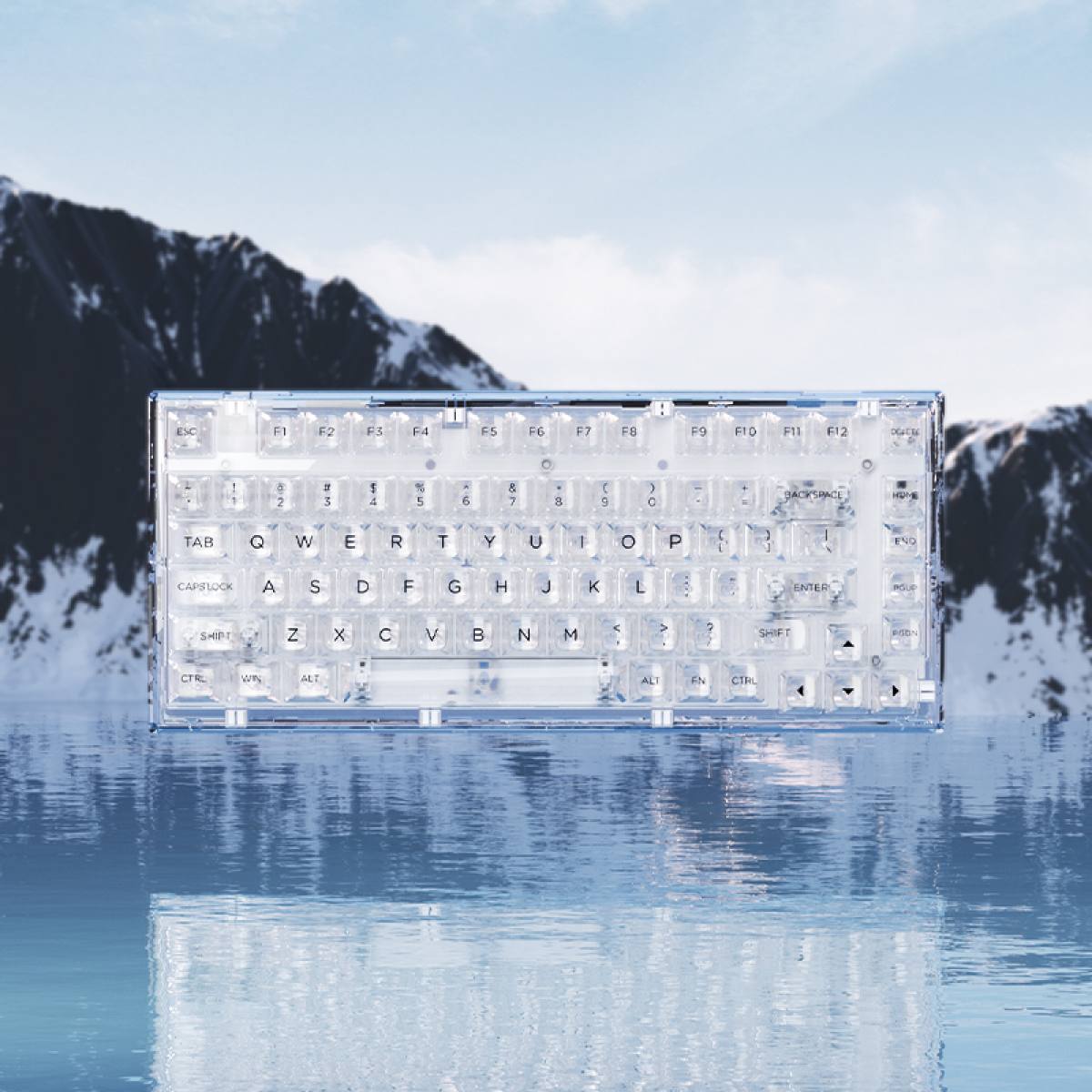 Bàn phím FL-Esports Q75 Transparent White Light Ice Keycap