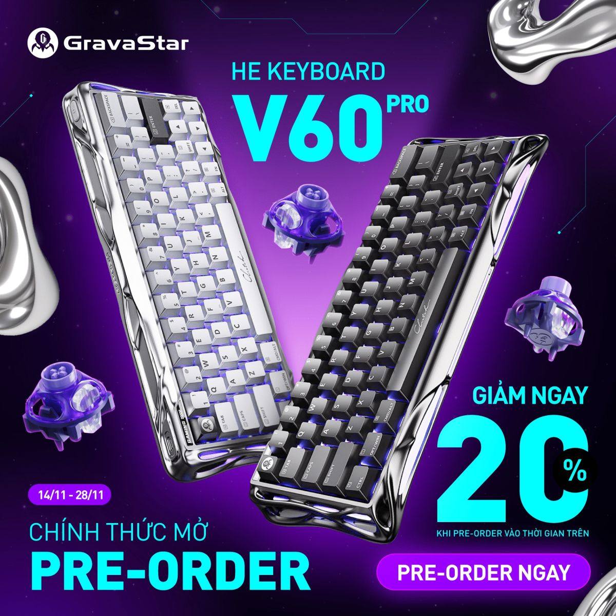 Bàn Phím Gravastar V60 Pro HE - Switch UFO