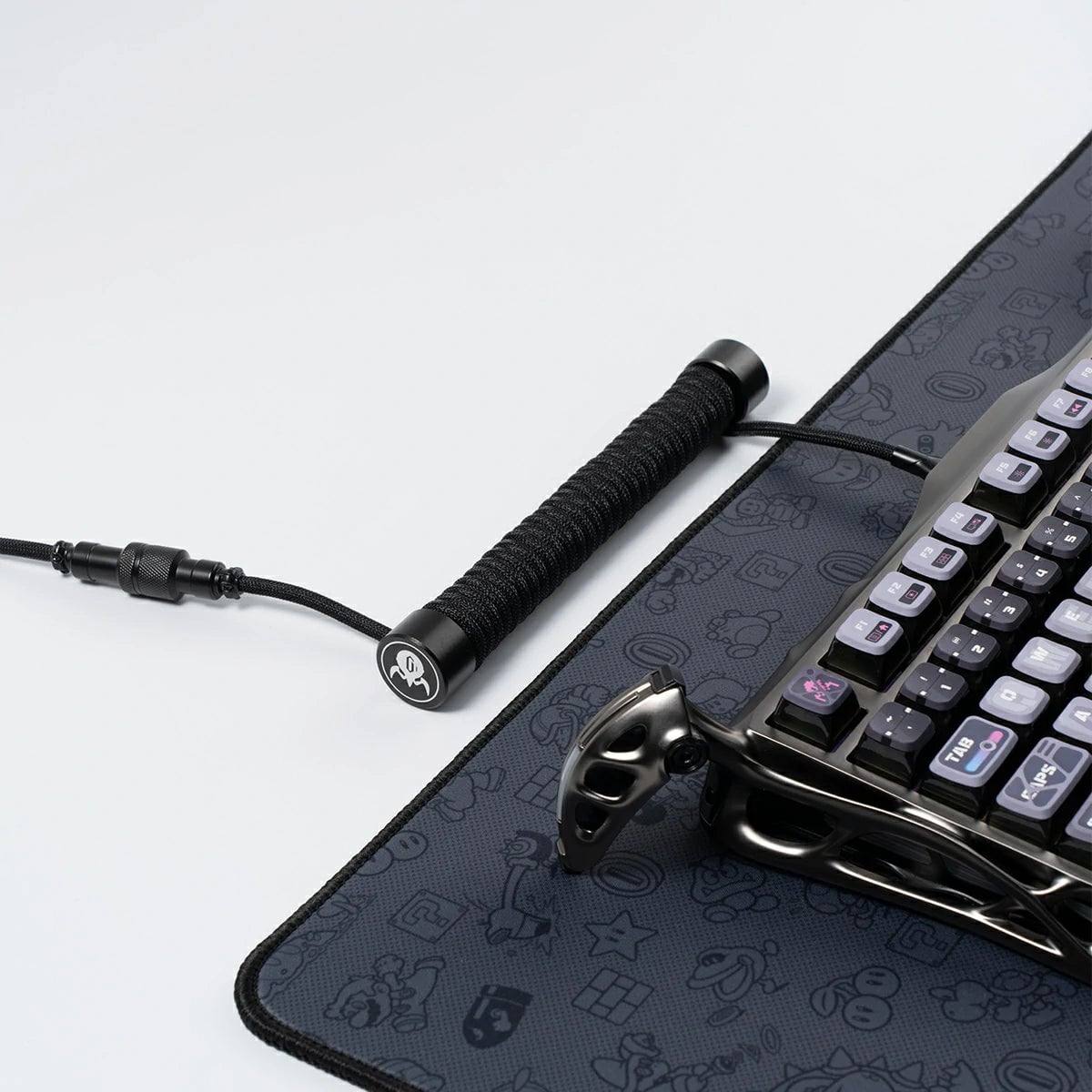 Cáp USB Custom GravaStar Coiled Aviator (Black/White)