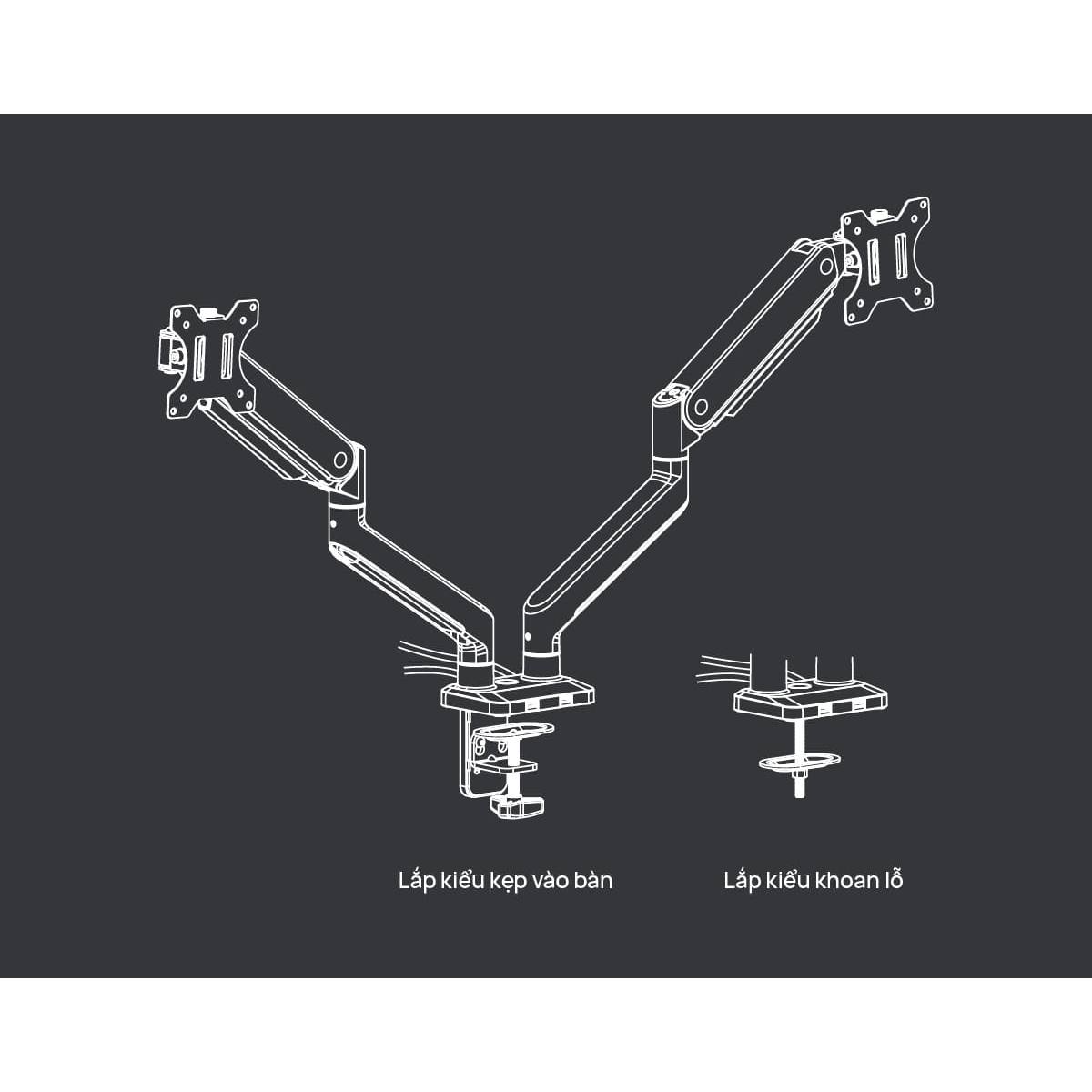 Giá đỡ màn hình Human Motion M8 (Arm đôi)
