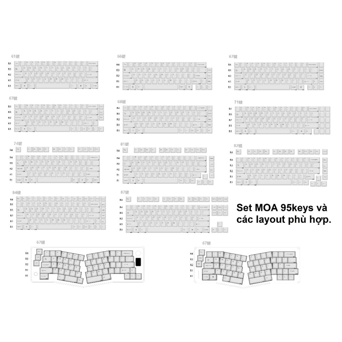 Set Keycap MOA Cute nhiều mẫu | MOA Profile - PBT DyeSub - 95 Keys