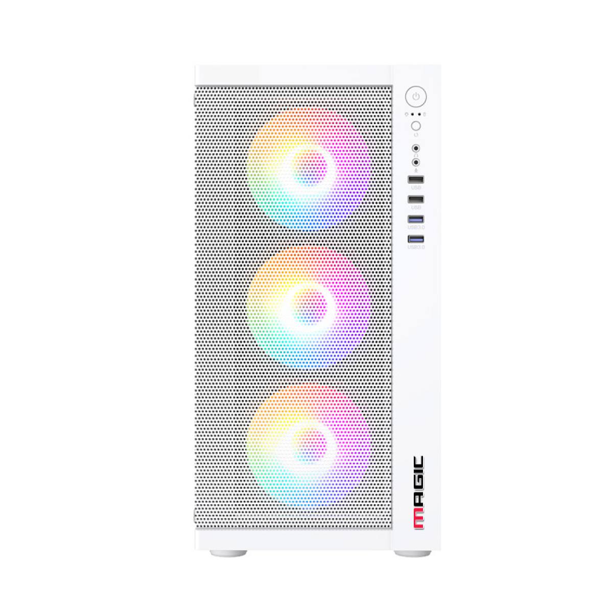 Case Magic GM-01 Mesh White MATX | Mặt lưới- kèm sẵn 4 Fan