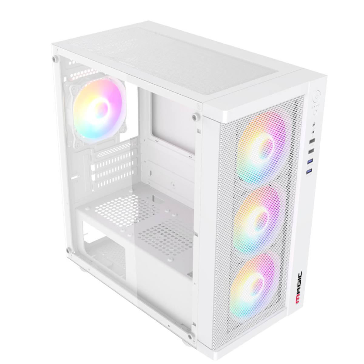 Case Magic GM-01 Mesh White MATX | Mặt lưới- kèm sẵn 4 Fan