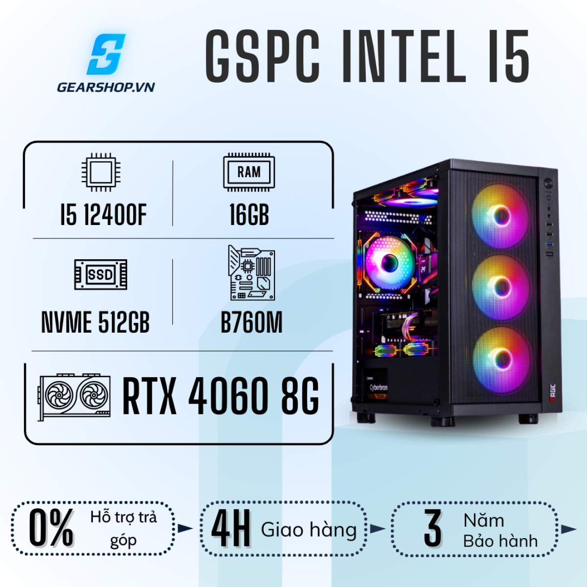 GSPC Intel I5 | i5 12400F - RTX 4060 - 16GB  - 512GB