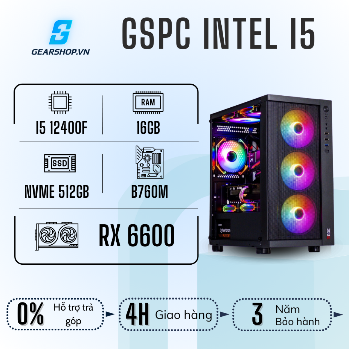 GSPC Intel I5 | i5 12400F - RX 6600 - 16GB  - 512GB