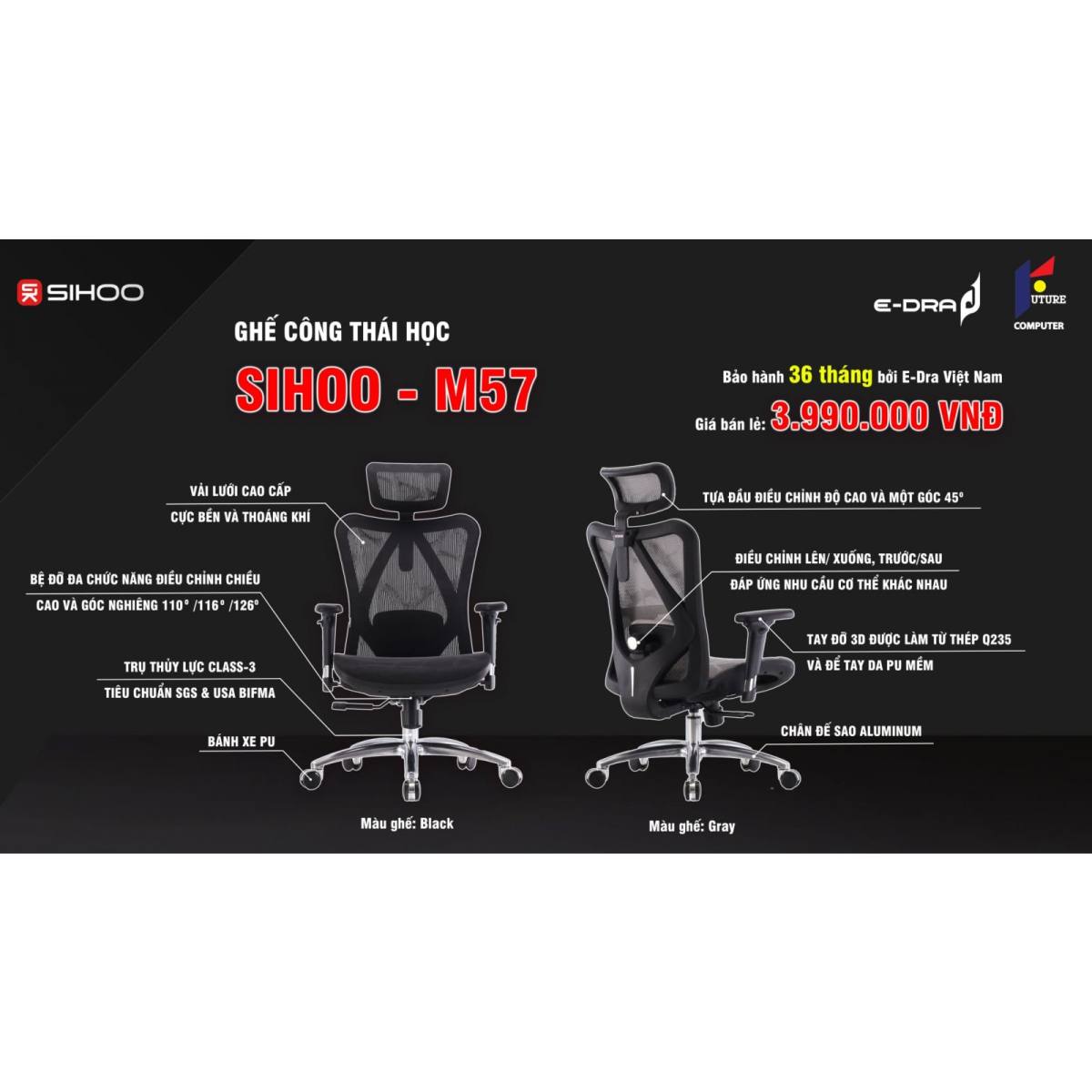 Ghế công thái học SIHOO M57