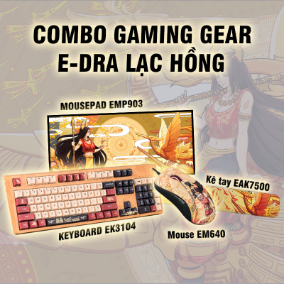 Combo Gaming Gear E-DRA Lạc Hồng | EK3104 Lạc Hồng - EM640 Lạc Hồng - Lạc Hồng EMP903