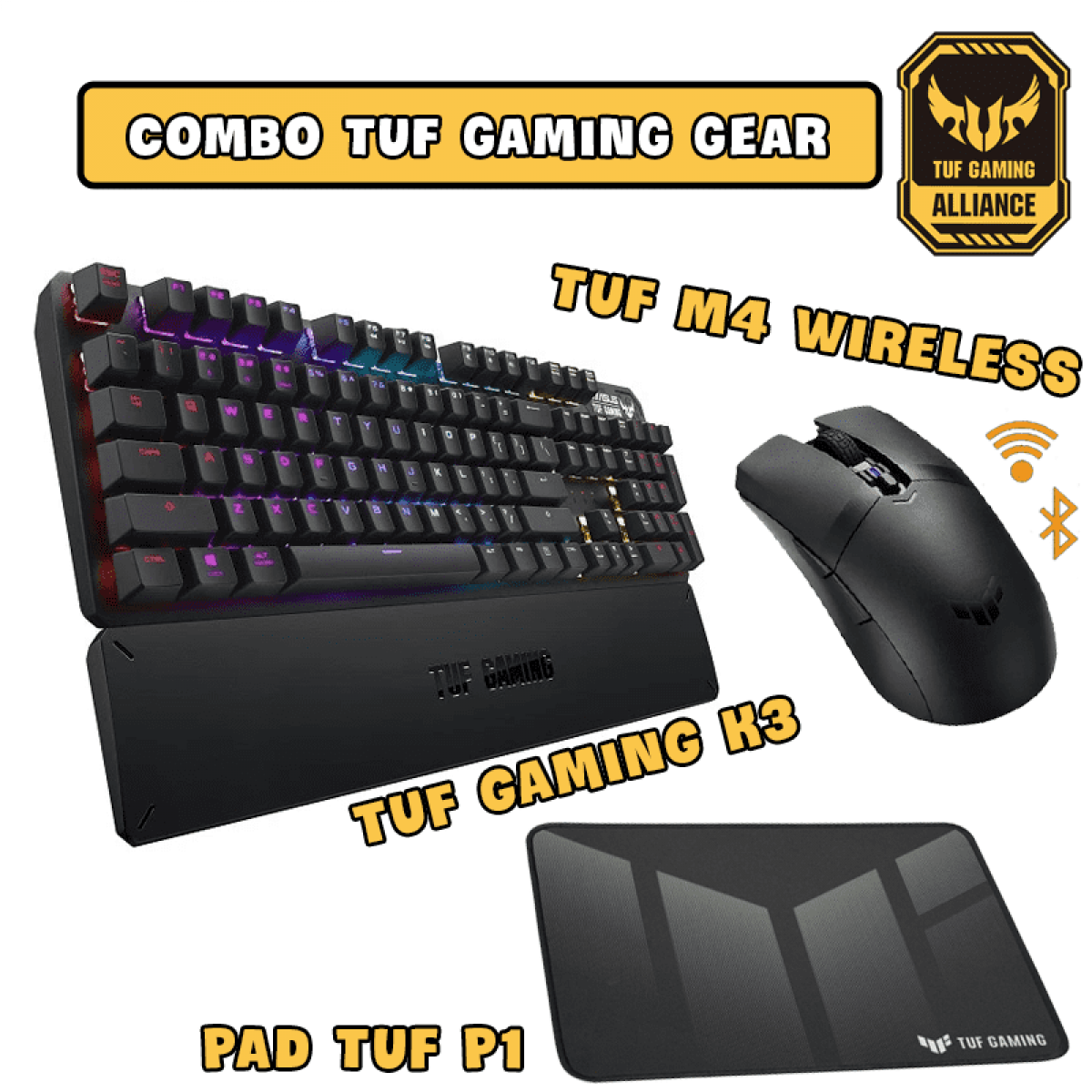 Combo TUF Gaming Gear | TUF Gaming K3 - TUF M4 Wireless - TUF P1