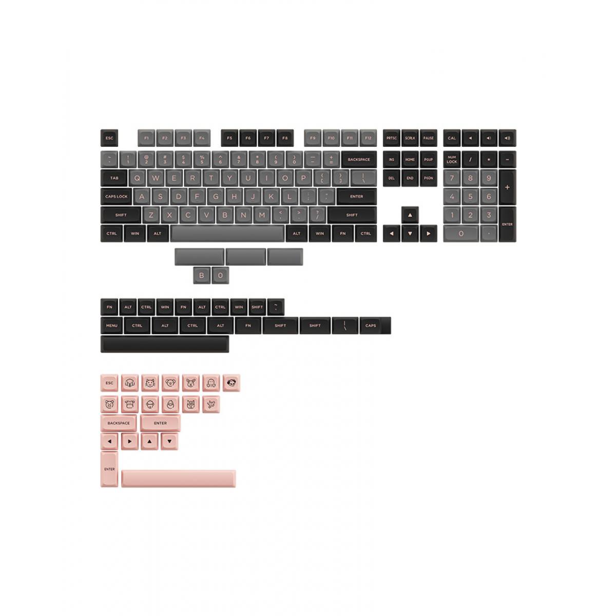 Set Keycap Akko – Black Pink (PBT Double-Shot/ASA Low profile/155 nút)