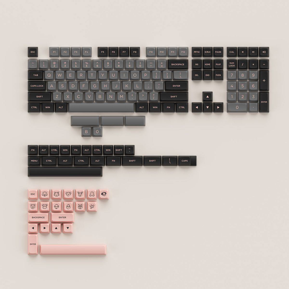 Set Keycap Akko – Black Pink (PBT Double-Shot/ASA Low profile/155 nút)