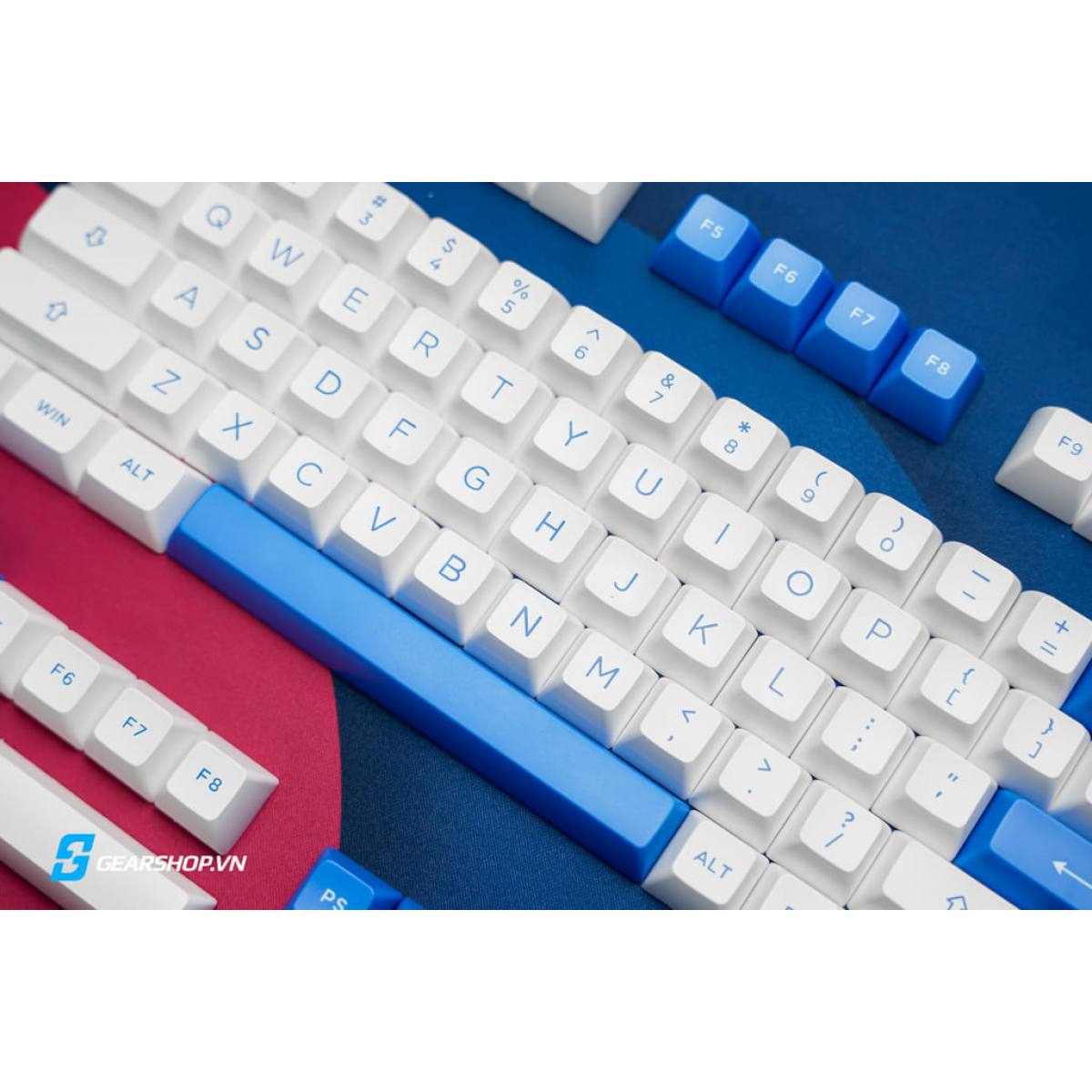 Keycap Akko Blue On White 75% | Tháo phím PC75B