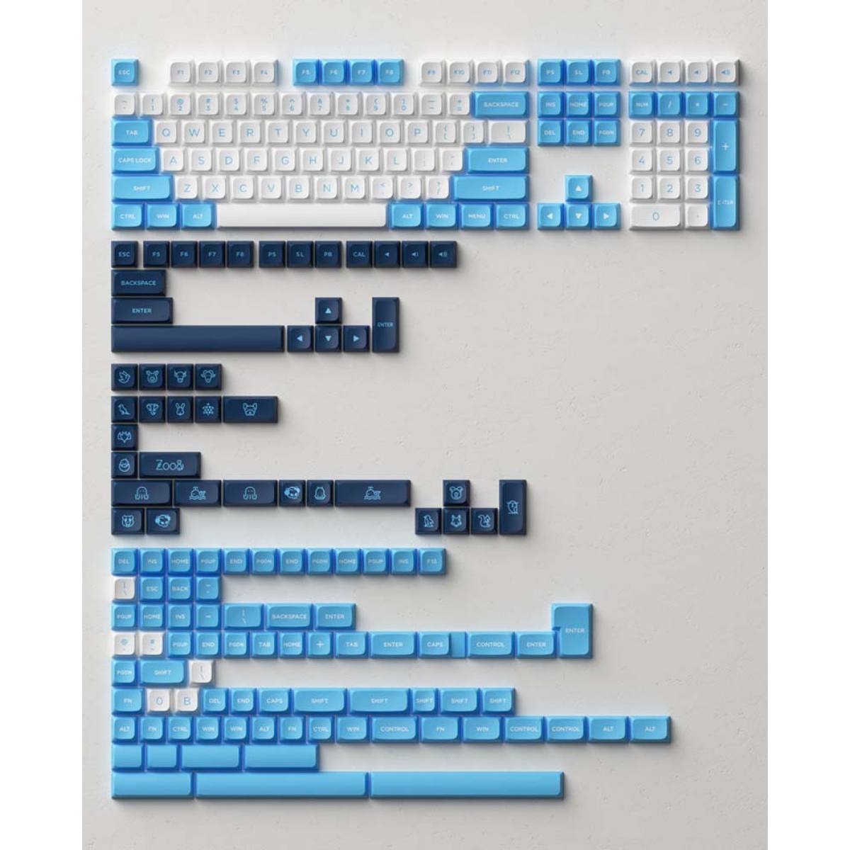 Set Keycap AKKO UNC Blue | PBT DoubleShot - MDA profile - 227 nút