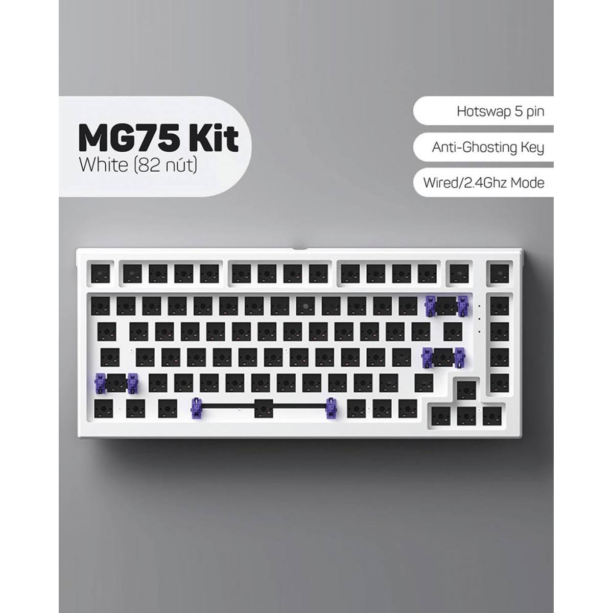 KIT MonsGeek MG75 | Dual Mode - Hotswap 5 pin - Black/White