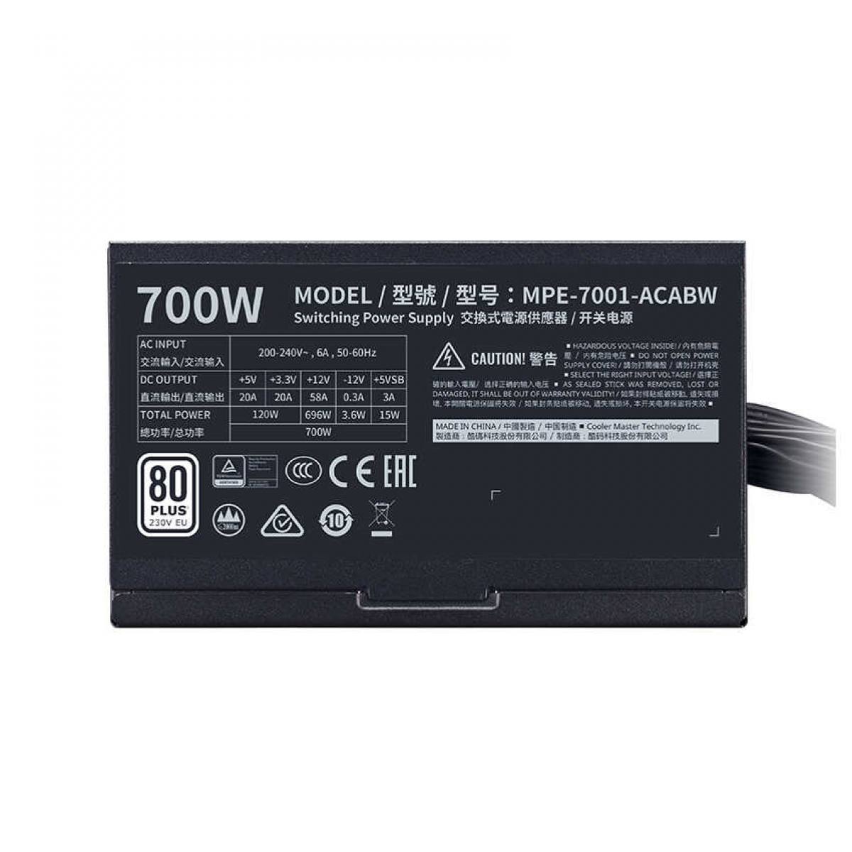 Nguồn Cooler Master MWE White 230V 700W A/EU Cable