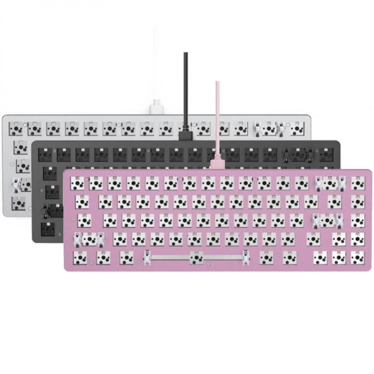 Kit Glorious GMMK 2 Compact 65%  Black/ White/ Pink | RGB - Hotswap