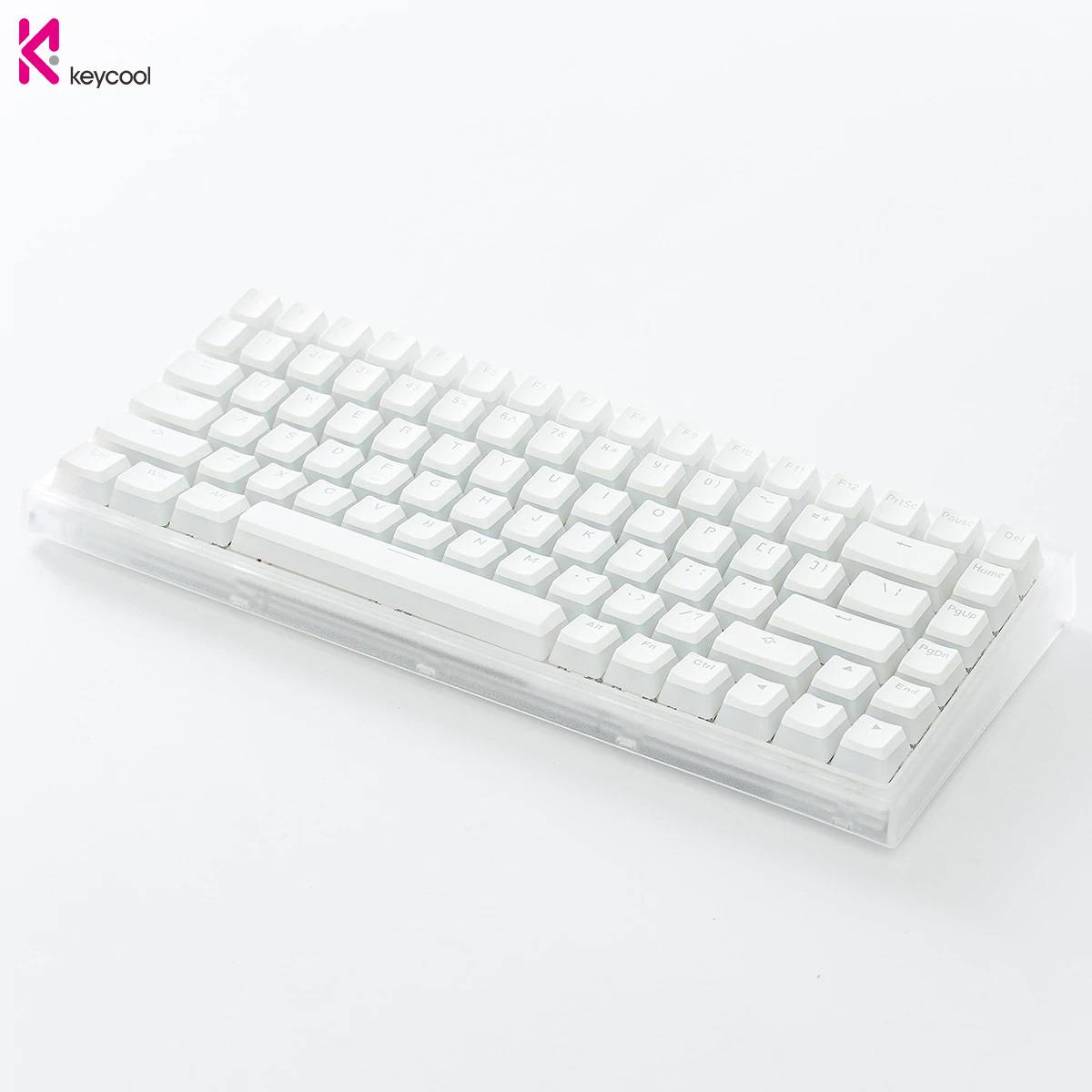 Bàn phím KEYCOOL KC84 Pro Smoke White (Pudding Keycap | 3 MODE | HUANO Switch)