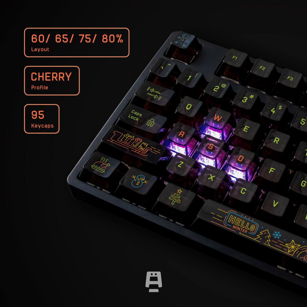 Keycap QKA Space - Christmas NEONight | Cherry Profile - nhựa PC - 95 Keys